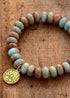 Boho Bracelet, Stretchy Bracelet, 10MM Brown Imperial Japser Lotus